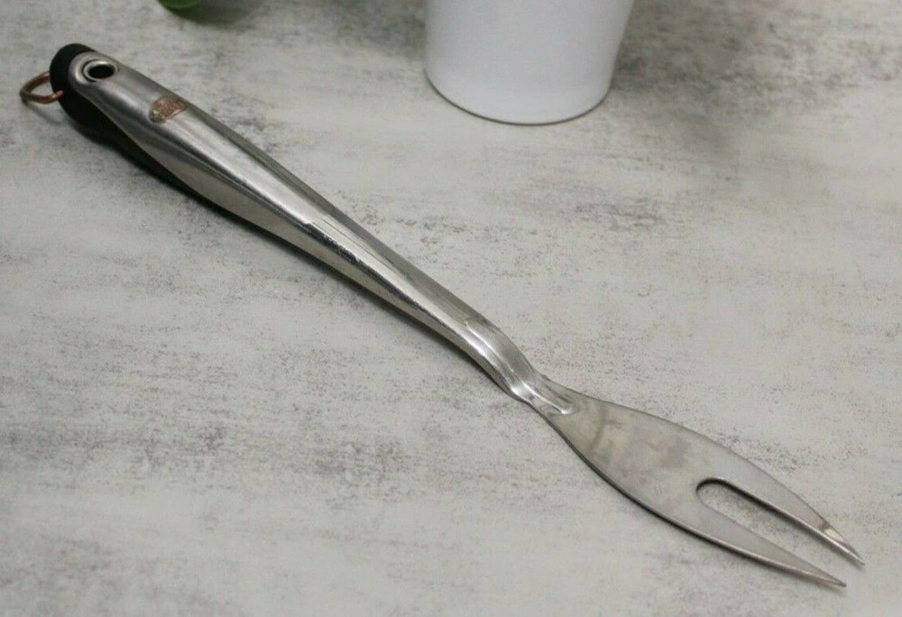 Revere Ware Stainless Steel BBQ Meat Fork Heavy Duty Great Condition Grilling 14